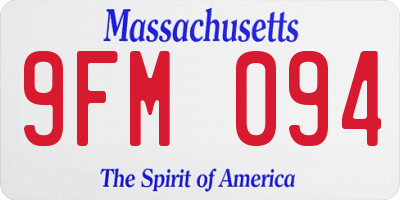 MA license plate 9FM094