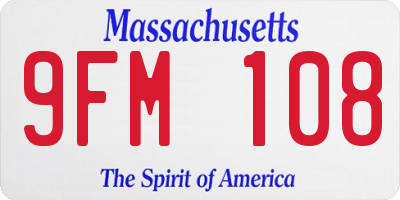 MA license plate 9FM108