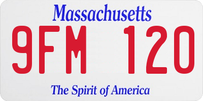 MA license plate 9FM120