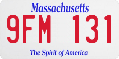 MA license plate 9FM131