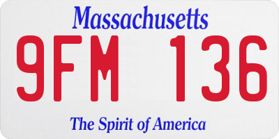 MA license plate 9FM136