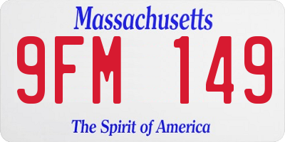 MA license plate 9FM149