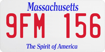 MA license plate 9FM156