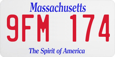MA license plate 9FM174