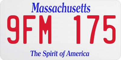 MA license plate 9FM175