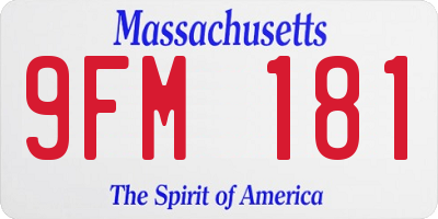 MA license plate 9FM181