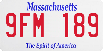 MA license plate 9FM189