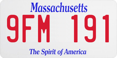 MA license plate 9FM191