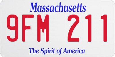 MA license plate 9FM211