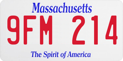 MA license plate 9FM214