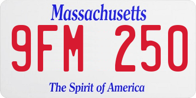 MA license plate 9FM250