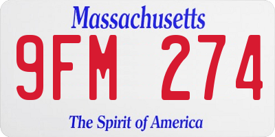 MA license plate 9FM274