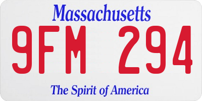 MA license plate 9FM294