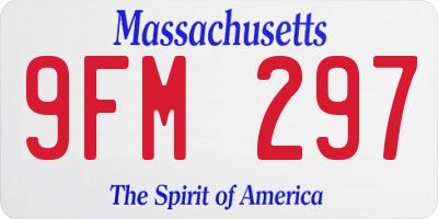 MA license plate 9FM297