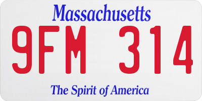 MA license plate 9FM314