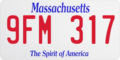MA license plate 9FM317