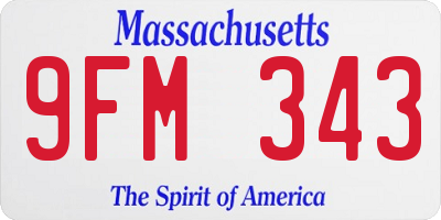 MA license plate 9FM343