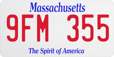 MA license plate 9FM355