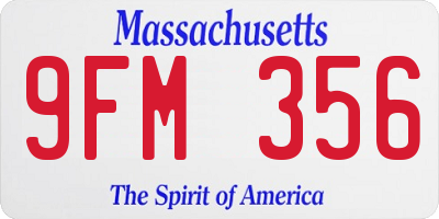 MA license plate 9FM356