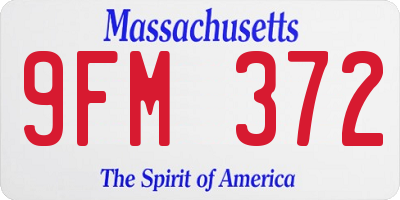 MA license plate 9FM372