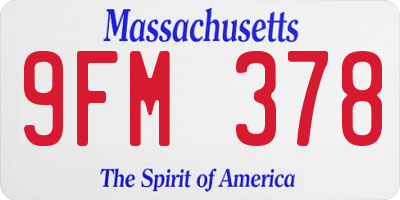 MA license plate 9FM378