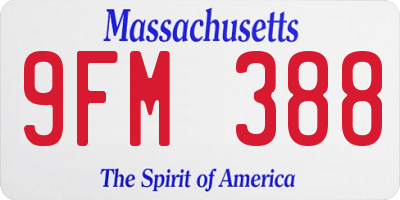 MA license plate 9FM388