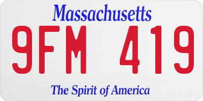 MA license plate 9FM419