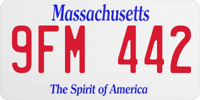 MA license plate 9FM442