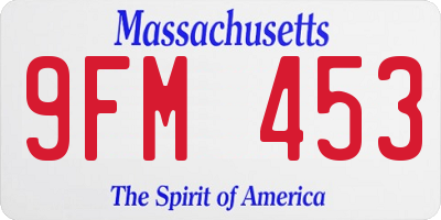 MA license plate 9FM453