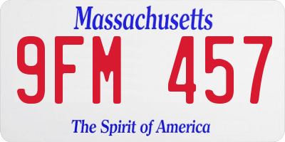 MA license plate 9FM457