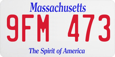 MA license plate 9FM473