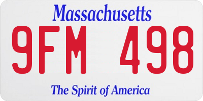 MA license plate 9FM498