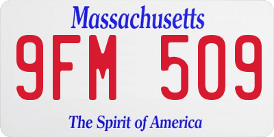 MA license plate 9FM509