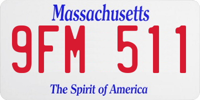 MA license plate 9FM511