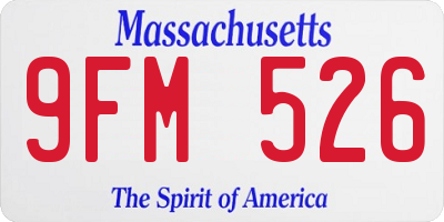 MA license plate 9FM526