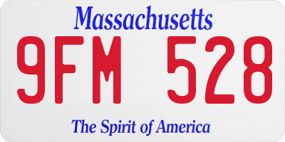 MA license plate 9FM528