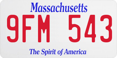 MA license plate 9FM543