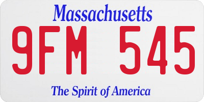 MA license plate 9FM545
