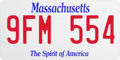 MA license plate 9FM554