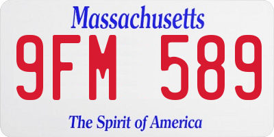 MA license plate 9FM589