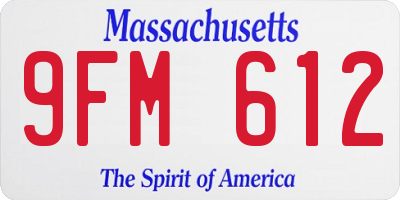 MA license plate 9FM612