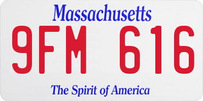 MA license plate 9FM616