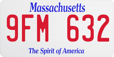 MA license plate 9FM632