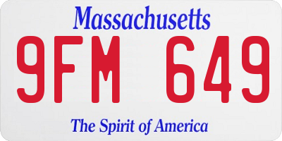 MA license plate 9FM649