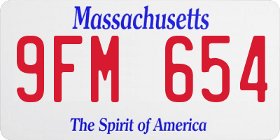 MA license plate 9FM654