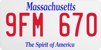 MA license plate 9FM670