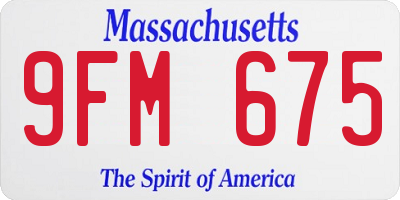MA license plate 9FM675