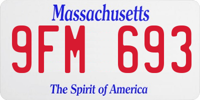 MA license plate 9FM693