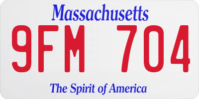 MA license plate 9FM704