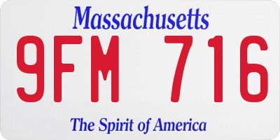 MA license plate 9FM716